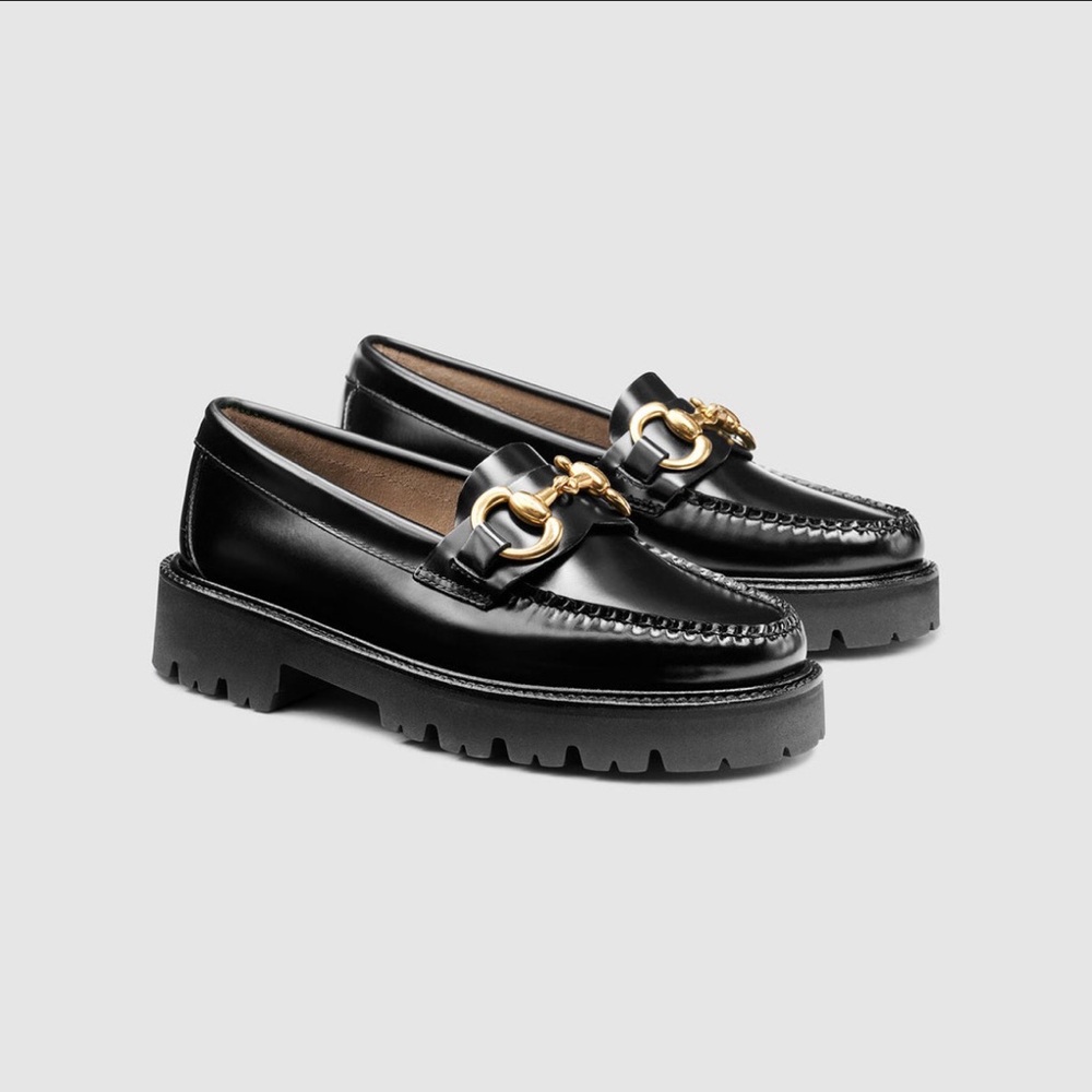 G.H. Bass & Co. Black Lianna Super Bit Super Lug Weejuns Loafer with Gold Accent
